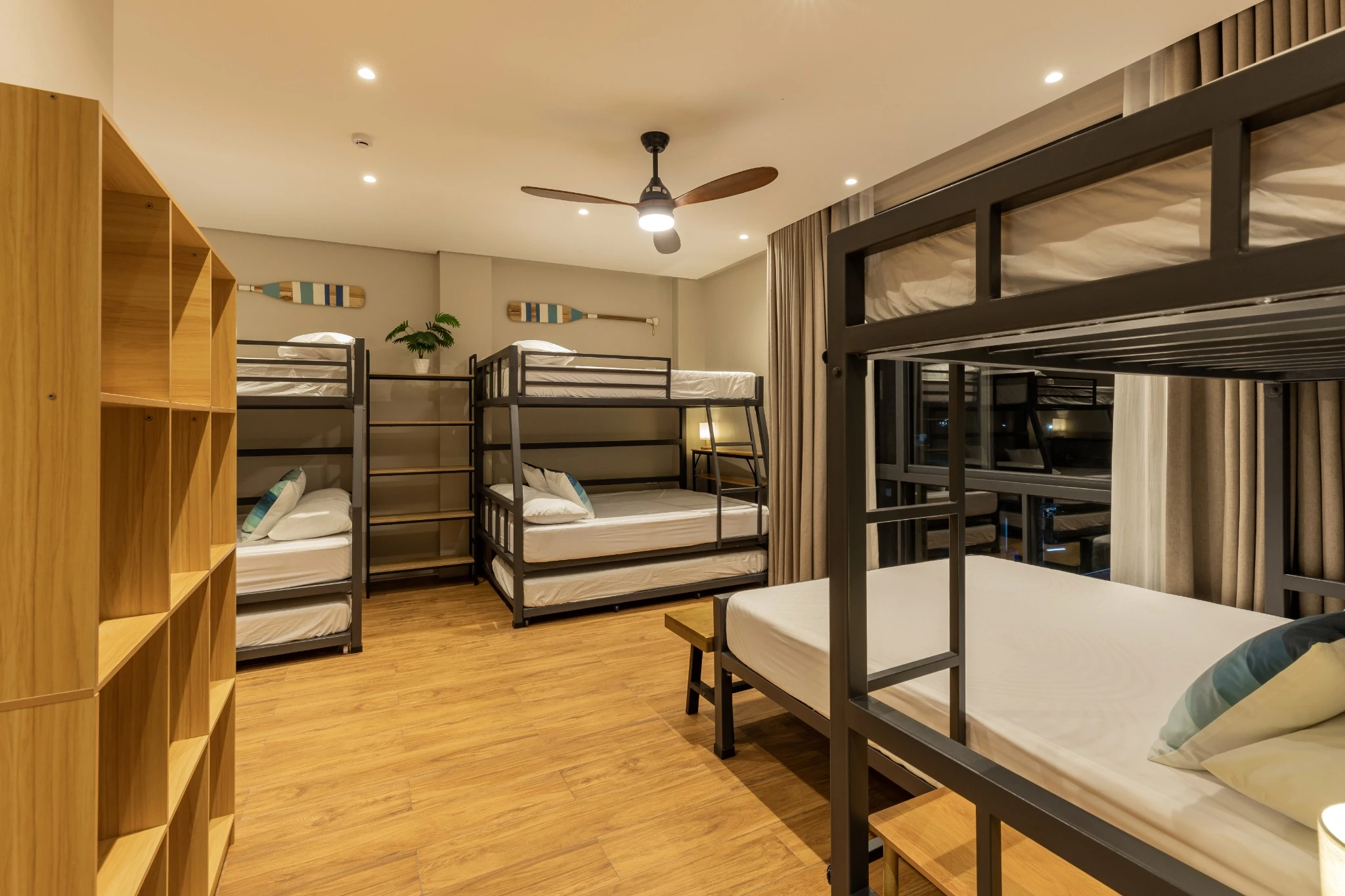 Group room setup with multiple beds